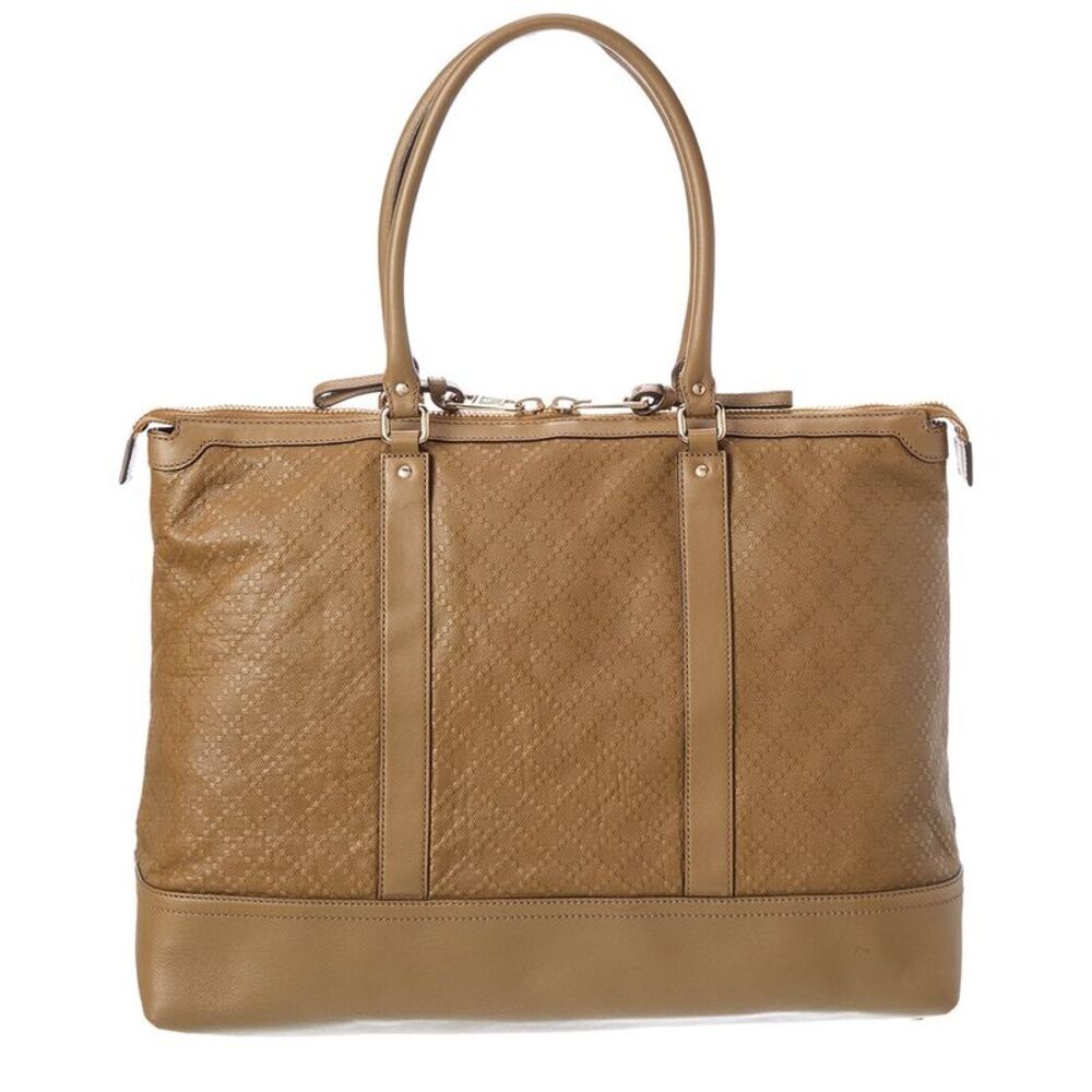 Gucci Brown Leather Gg Crystal Tote (Authentic Pre-Loved)